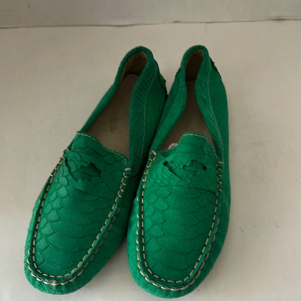 Women Car Shoes Leather Croco Embossed